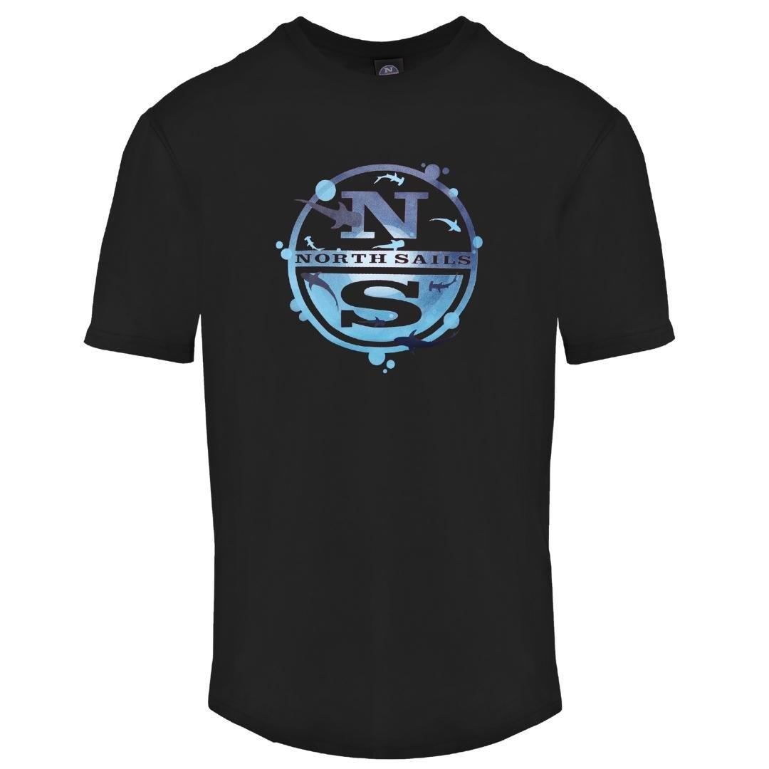 Черная футболка с логотипом Sea North Sails, черный темно синяя футболка с круглым логотипом north sails синий