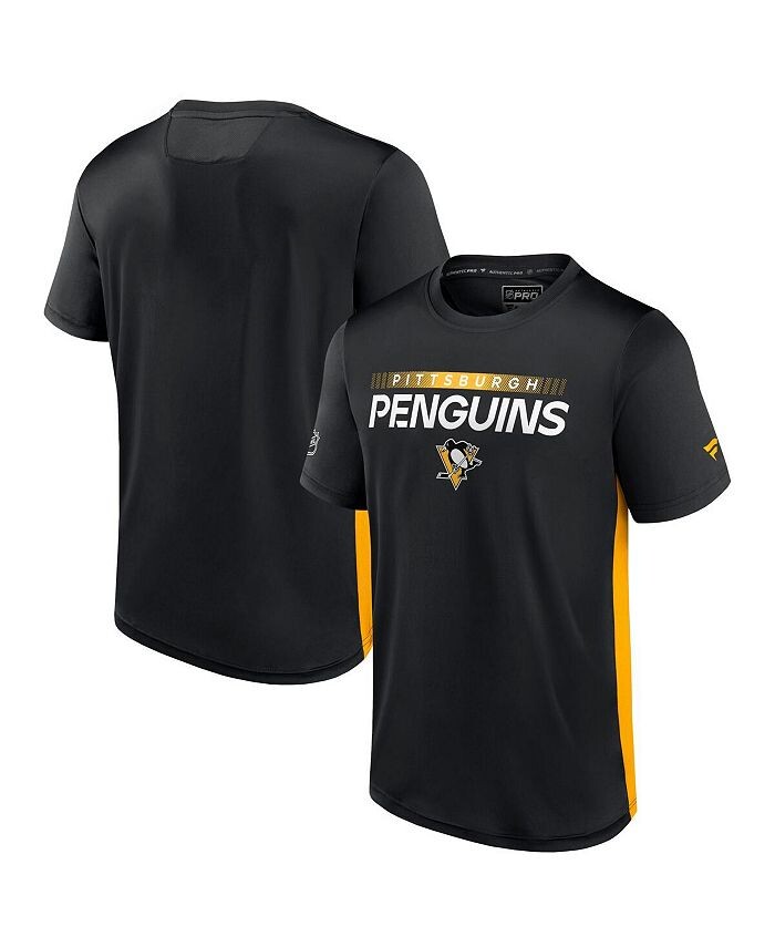 

Мужская черно-золотая фирменная футболка Pittsburgh Penguins Authentic Pro Rink Tech Fanatics, черный