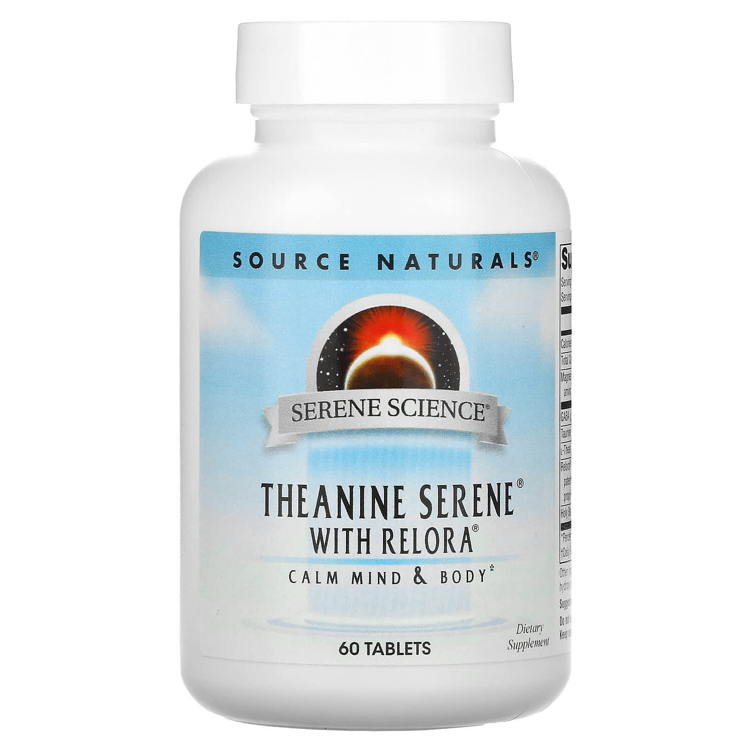 

Serene Science, Theanine Seren, теанин с комплексом Relora, 60 таблеток, Source Naturals