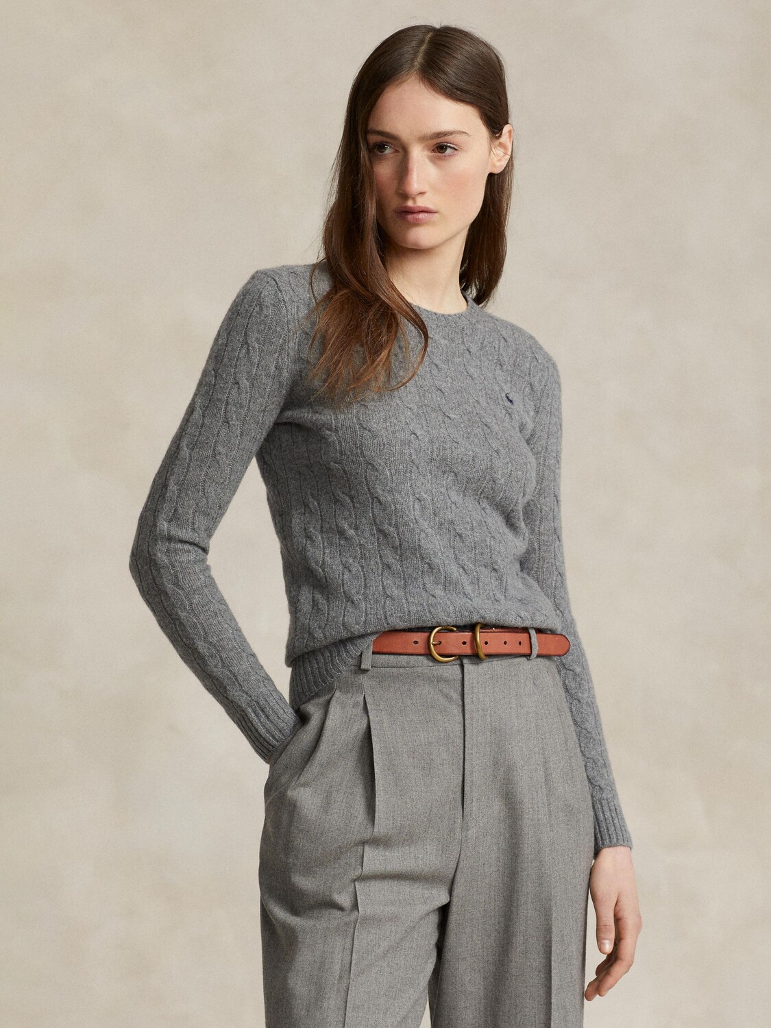

Джемпер вязанной вязки Polo Ralph Lauren Julianna, серый