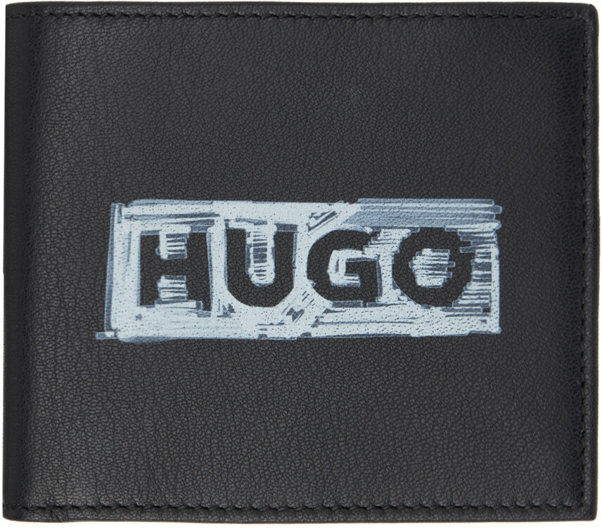 

Черный кошелек с принтом Hugo