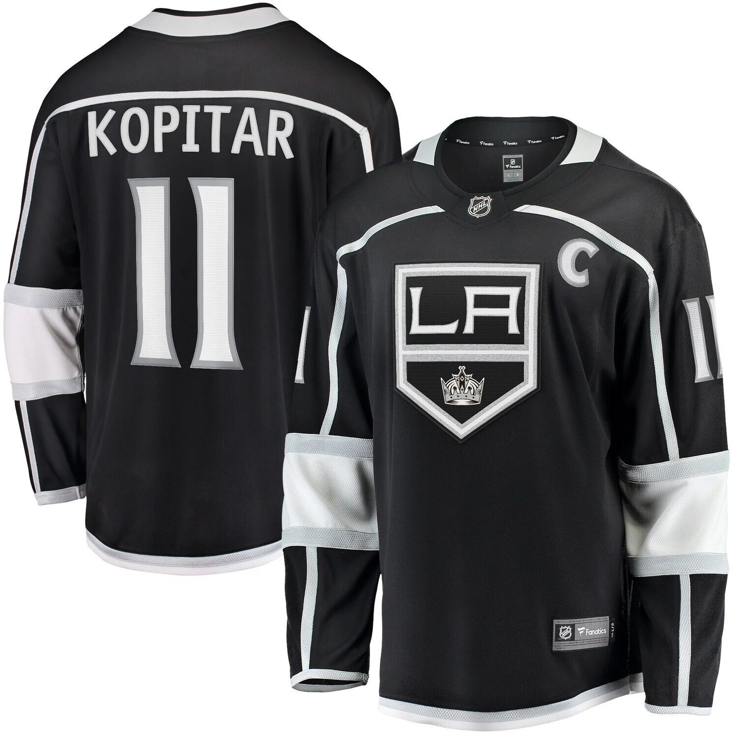 

Мужская черная футболка с логотипом Anze Kopitar Los Angeles Kings Home Premier Breakaway Player Fanatics, Черный