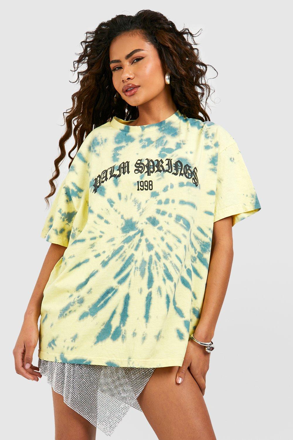 

Футболка оверсайз tie dye palm springs Boohoo, серый