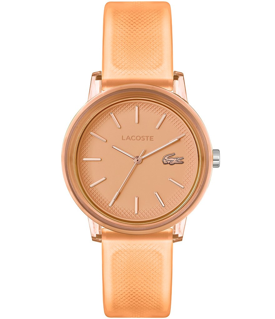 Женские аналоговые часы Lacoste 12.12 с оранжевым силиконовым ремешком, оранжевый аналоговые женские часы tender time из стали с оранжевым ремешком tous оранжевый