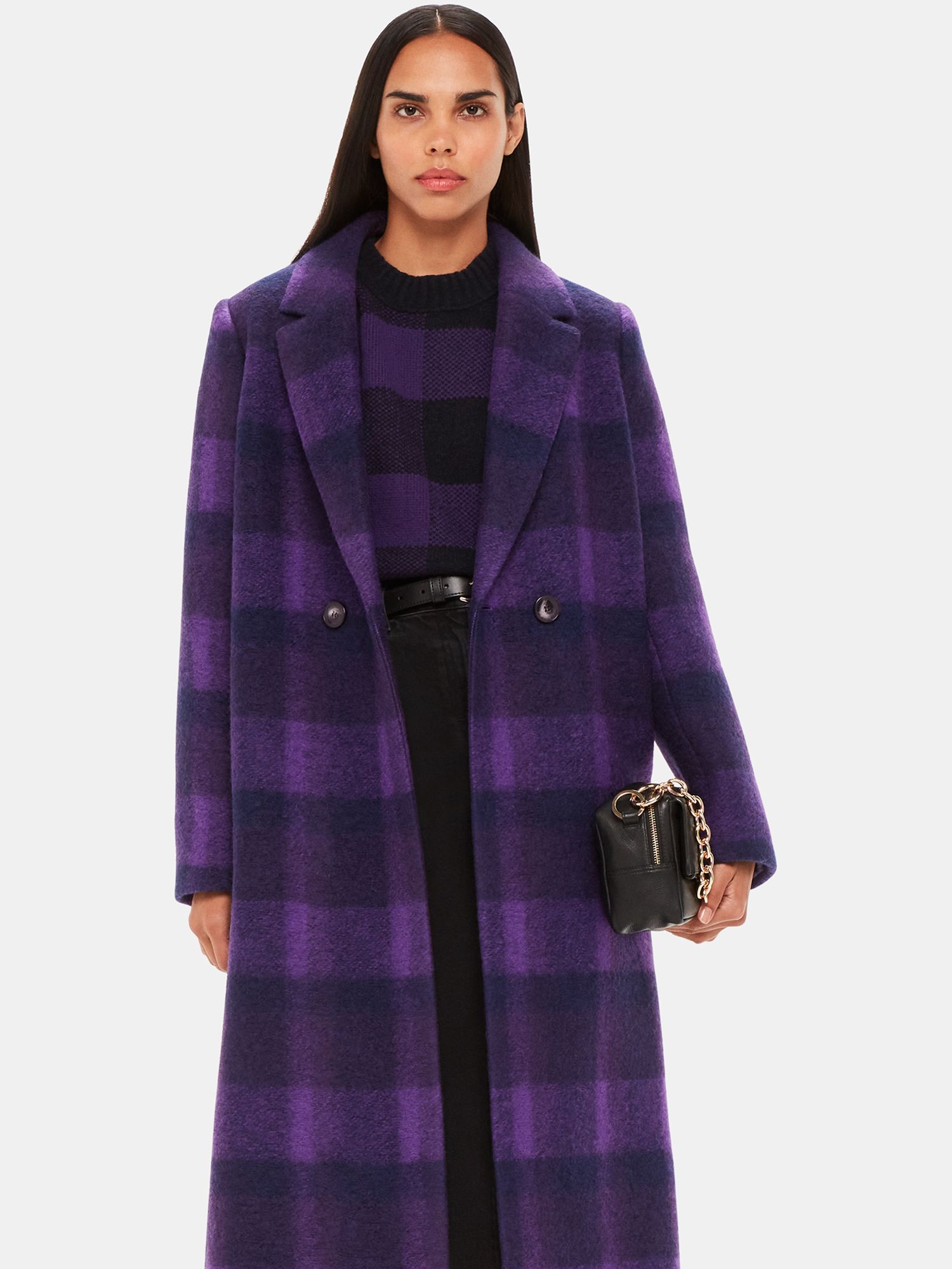 Пальто в клетку из смесовой шерсти Camila Whistles, фиолетовый