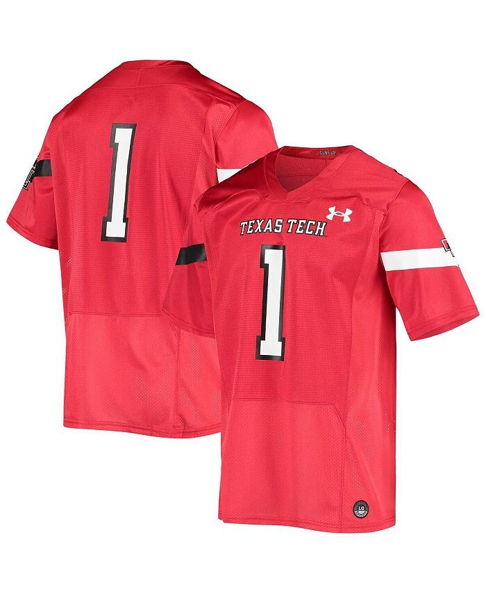 

Мужская красная футбольная майка #1 Texas Tech Red Raiders с репликой логотипа Under Armour, красный