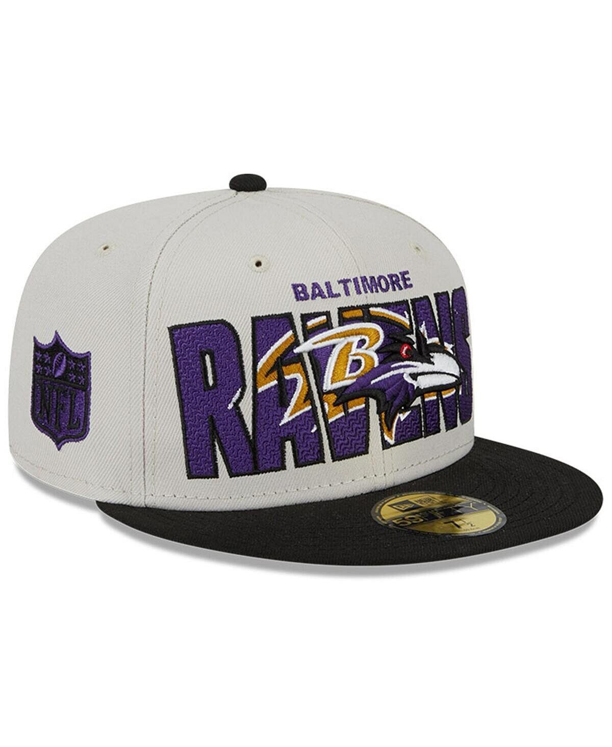 

Мужская шляпа Stone, черная, Baltimore Ravens, драфт НФЛ 2023, на сцене 59FIFTY, облегающая шляпа New Era