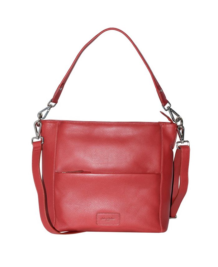 Женская большая кожаная сумка через плечо Hobo с несколькими карманами на молнии Club Rochelier, красный цена и фото