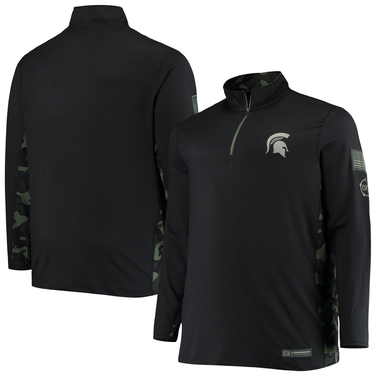 

Мужская черная куртка Michigan State Spartans OHT Military Appreciation Big & Tall с молнией на четверть Colosseum, Черный