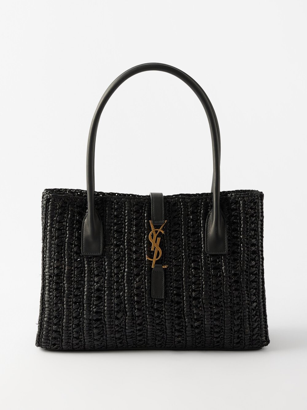 

Сумка-тоут panier из искусственной рафии Saint Laurent, черный