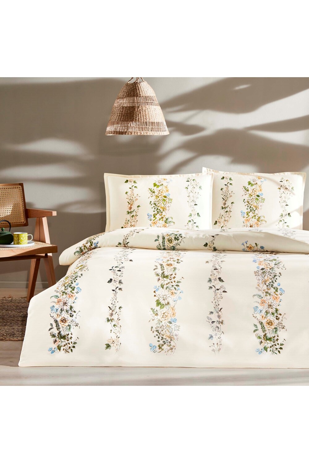

Комплект пододеяльников двойной Linens Allday Dothan из хлопкового атласа, кремовый