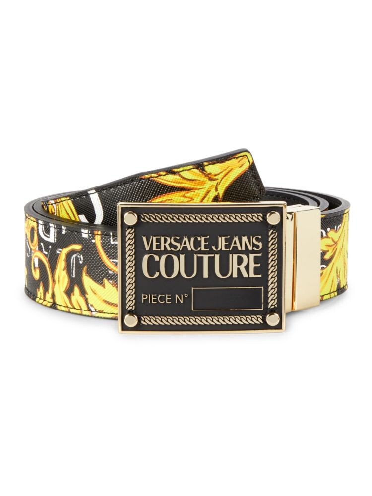 

Двусторонний ремень с металлическим логотипом Versace, цвет Black Gold