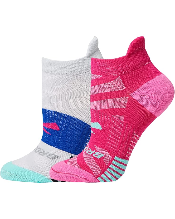 цена Носки Brooks Ghost Lite No Show Socks 2-Pack, цвет Pink/Salt/Light Grey/Salt