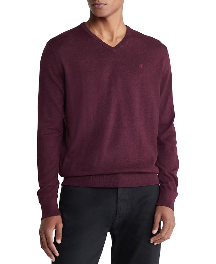 цена Мужской свитер обычного кроя с v-образным вырезом Calvin Klein, цвет Tawny Port Heather