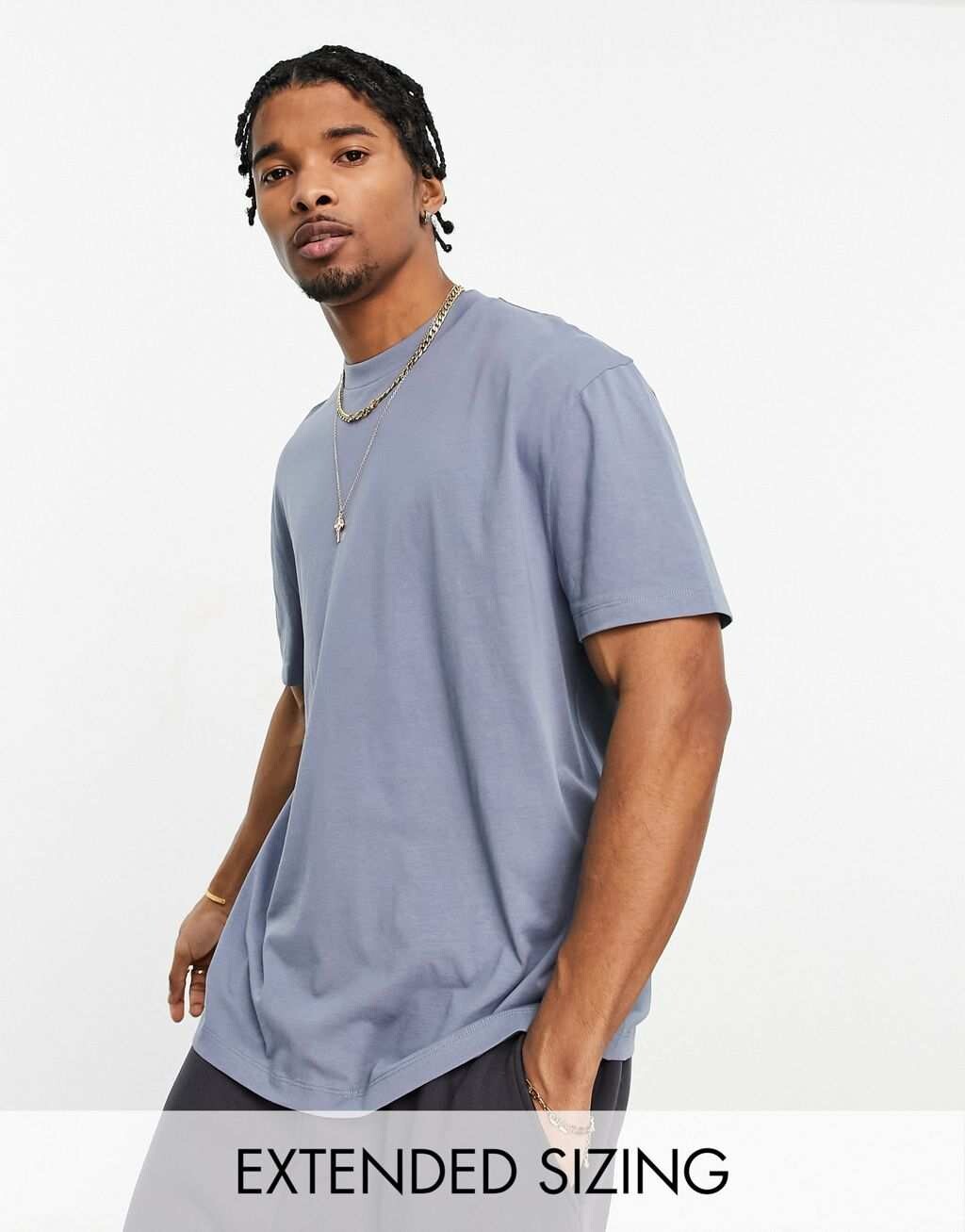 

Синяя футболка свободного кроя с круглым вырезом ASOS DESIGN, Синий