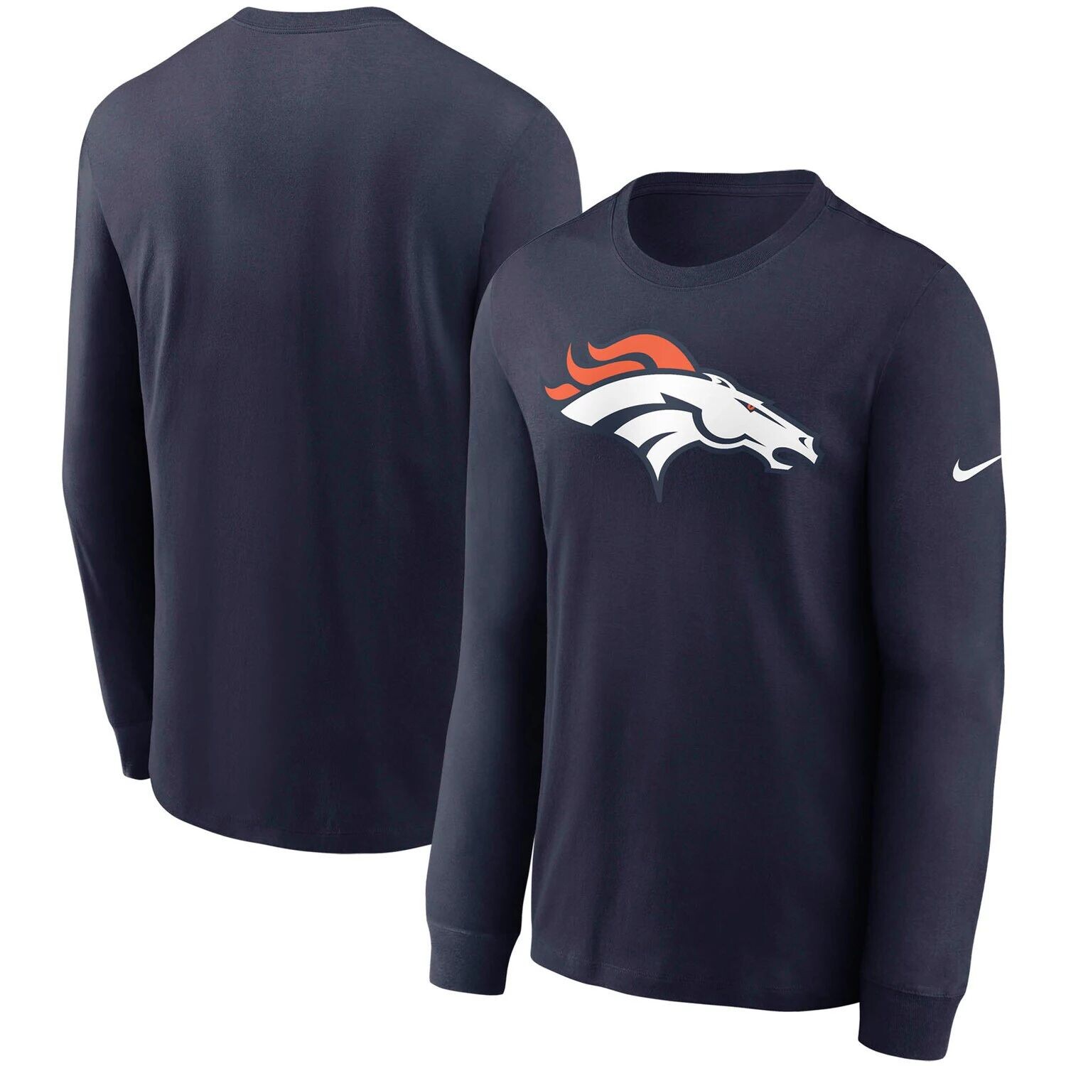 

Мужская темно-синяя футболка с длинным рукавом и логотипом Denver Broncos Primary Nike, Синий