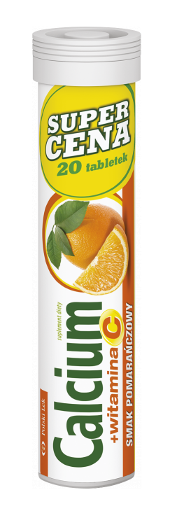 цена Витамин С в шипучих таблетках Calcium 300 mg + Vitaminum C Smak Pomarańczowy Tabletki Musujące, 20 шт