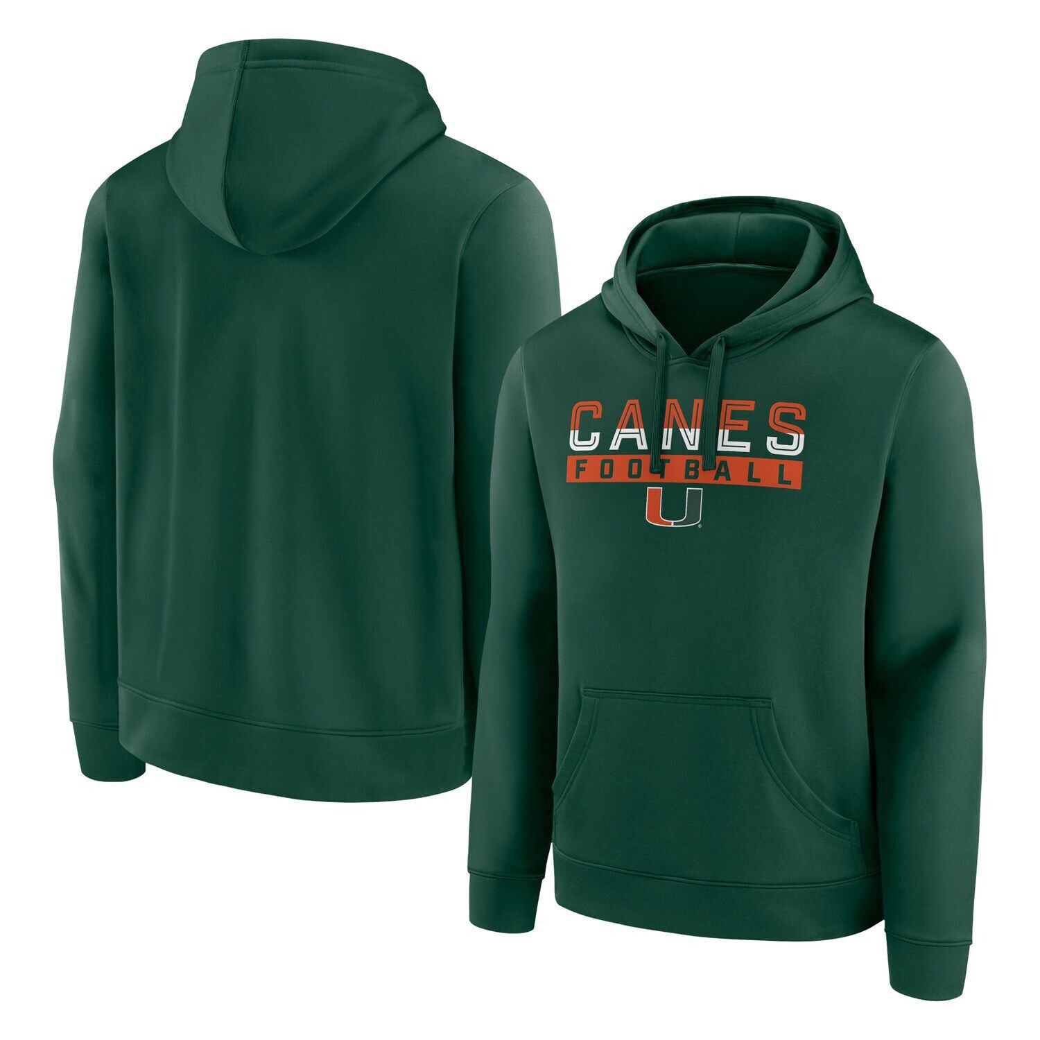 

Мужской пуловер с капюшоном Fanatics зеленого цвета с логотипом Miami Hurricanes Favorite Weekend, Зеленый
