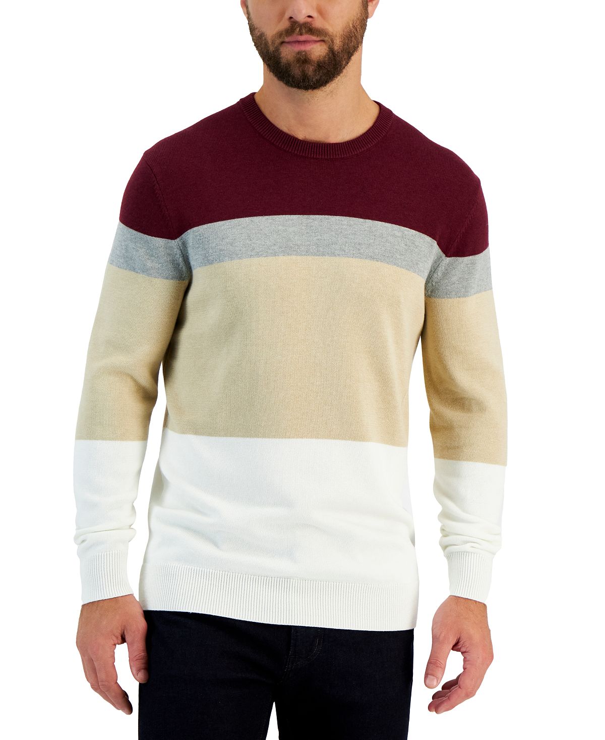Мужской свитер с круглым вырезом и длинными рукавами с цветными блоками Club Room vdp club свитер