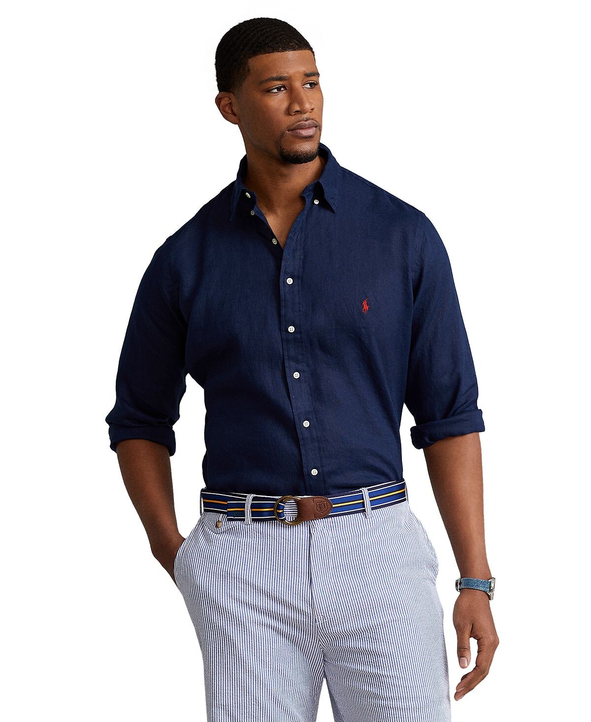 

Мужская легкая льняная рубашка больших и высоких размеров Polo Ralph Lauren