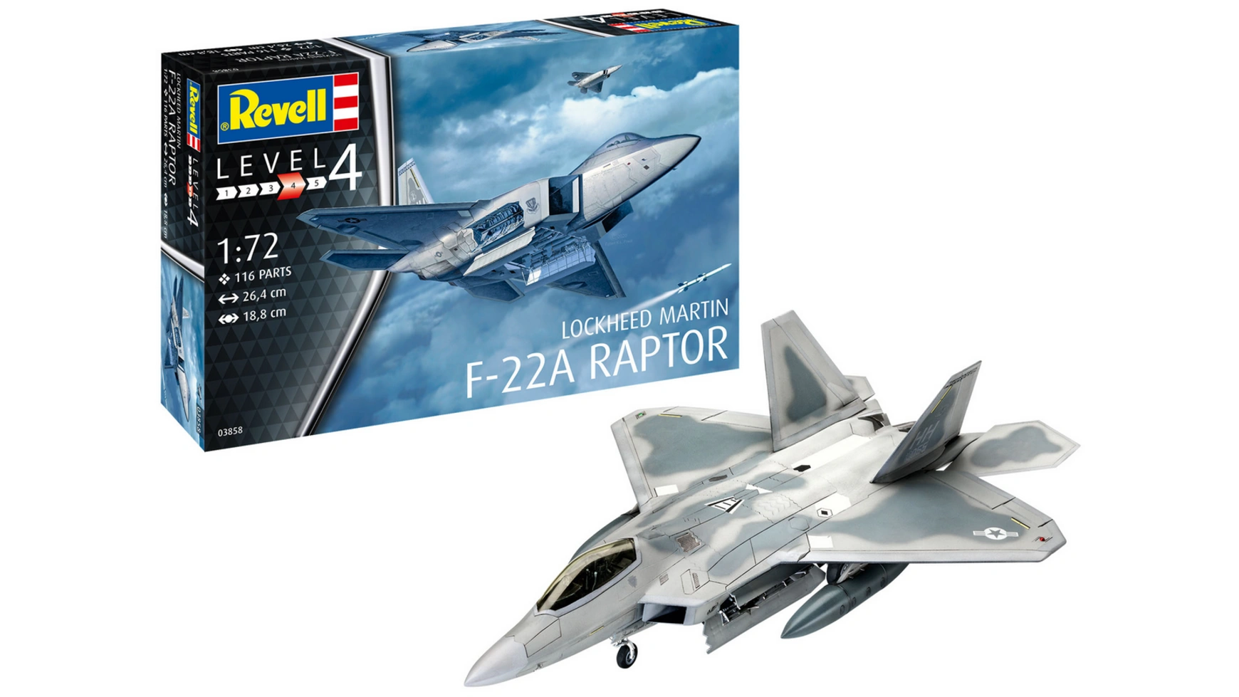 Revell Lockheed Martin F-22A Raptor Масштаб: 1:72 revell набор фильмов лучший стрелок 2 1 72