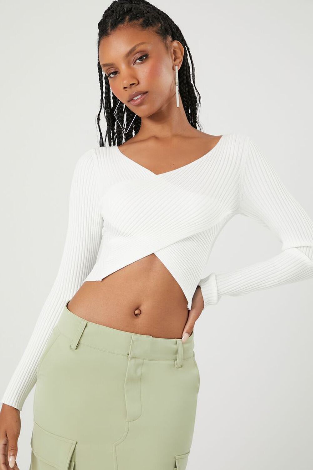 

Укороченный топ-свитер-перекресток Forever 21, белый