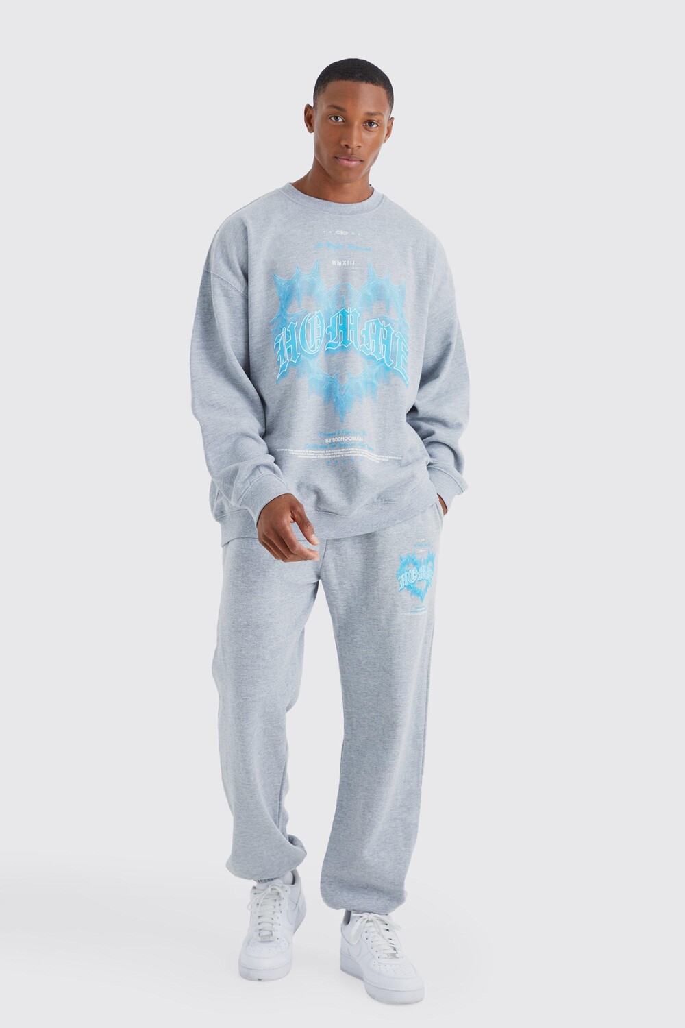 

Спортивный костюм homme с графическим изображением Boohoo, серый