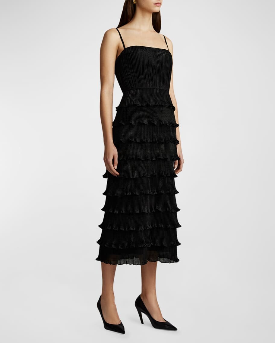 

Плиссированное платье миди Lame Zac Posen