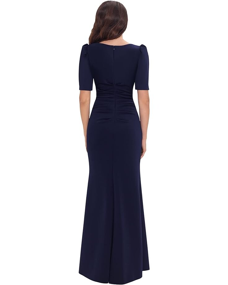 

Платье XSCAPE 3/4 Sleeve Long Scuba Dress with Side Ruching, цвет Midnight