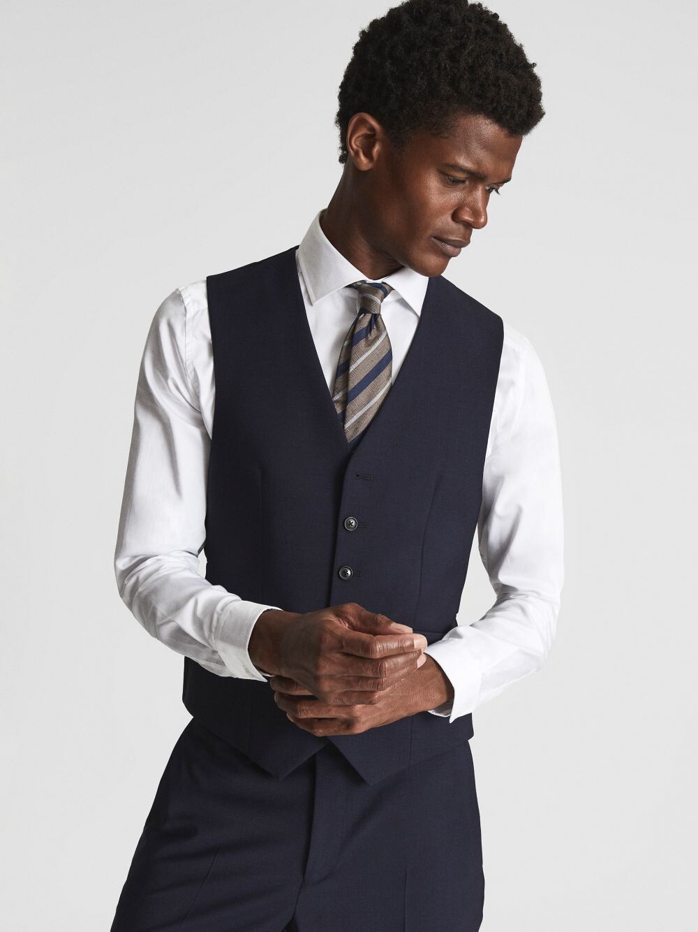 

Жилет из смесовой шерсти Reiss Hope, темно-синий
