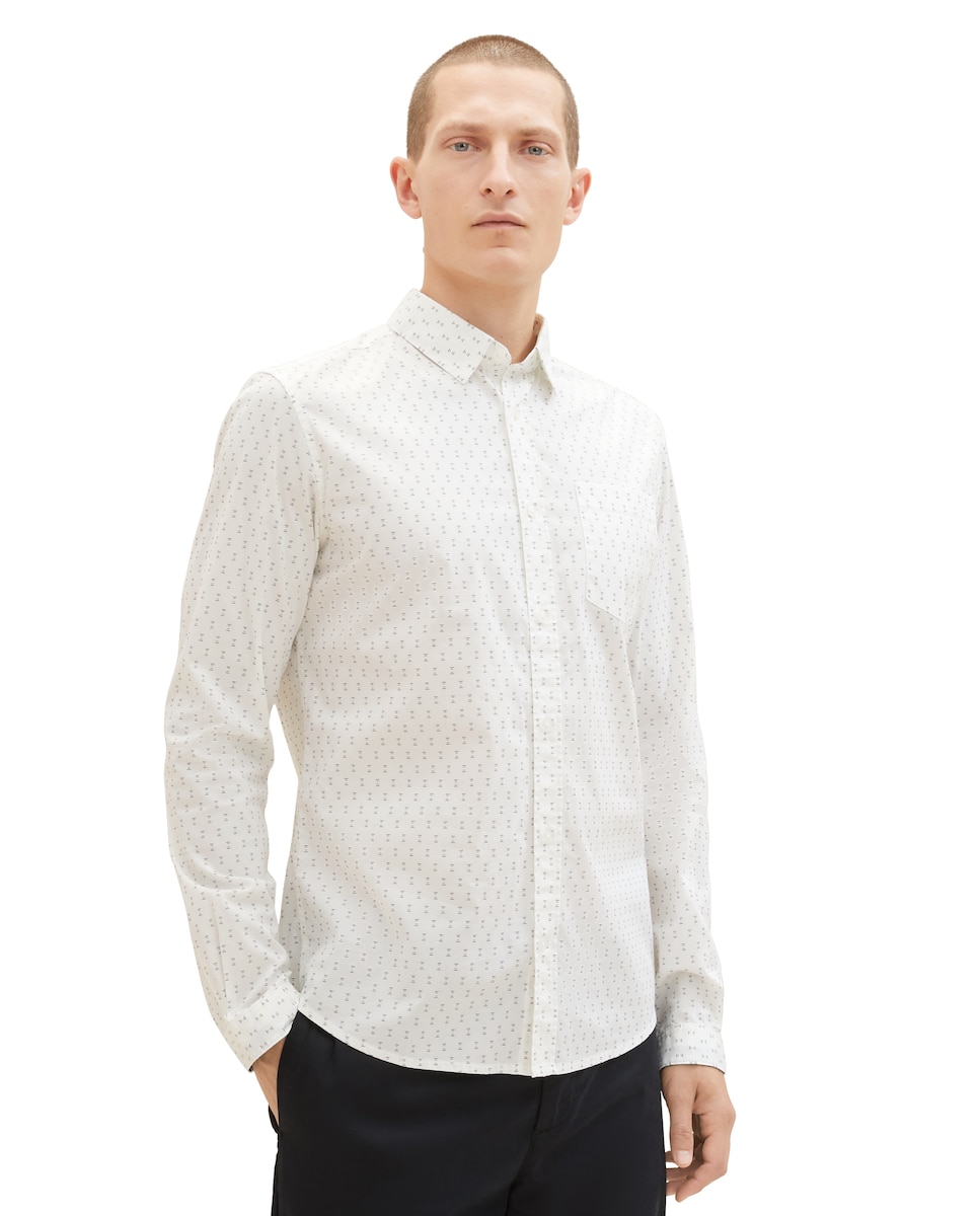 Белая мужская рубашка классического кроя с микропринтом Tom Tailor, белый