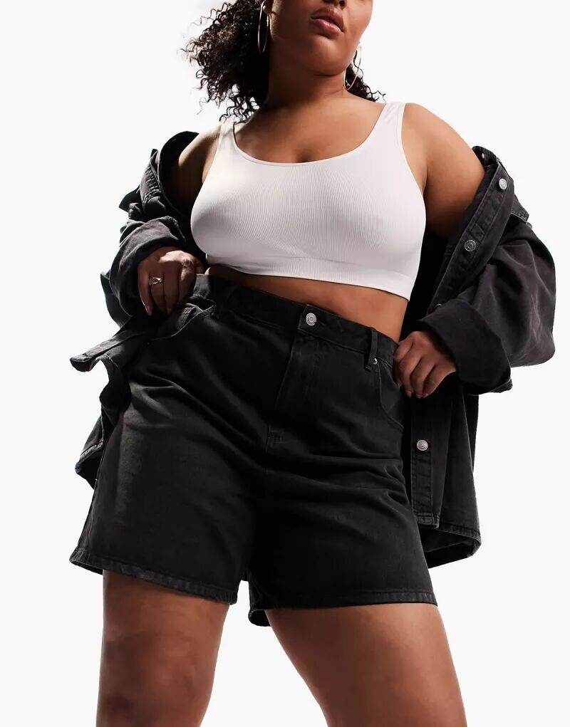 

Черные джинсовые шорты ASOS DESIGN Curve Dad