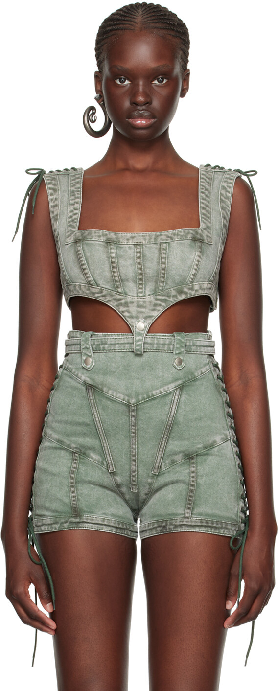 

Зеленая джинсовая майка KNWLS Edition Jean Paul Gaultier