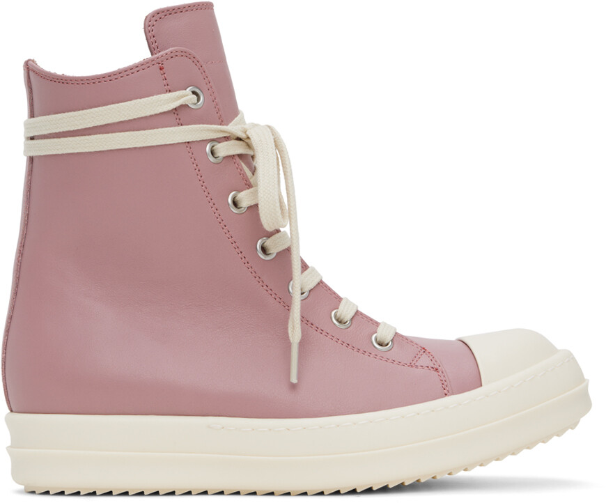 

Розовые высокие кеды Rick Owens, цвет Dusty pink/Milk