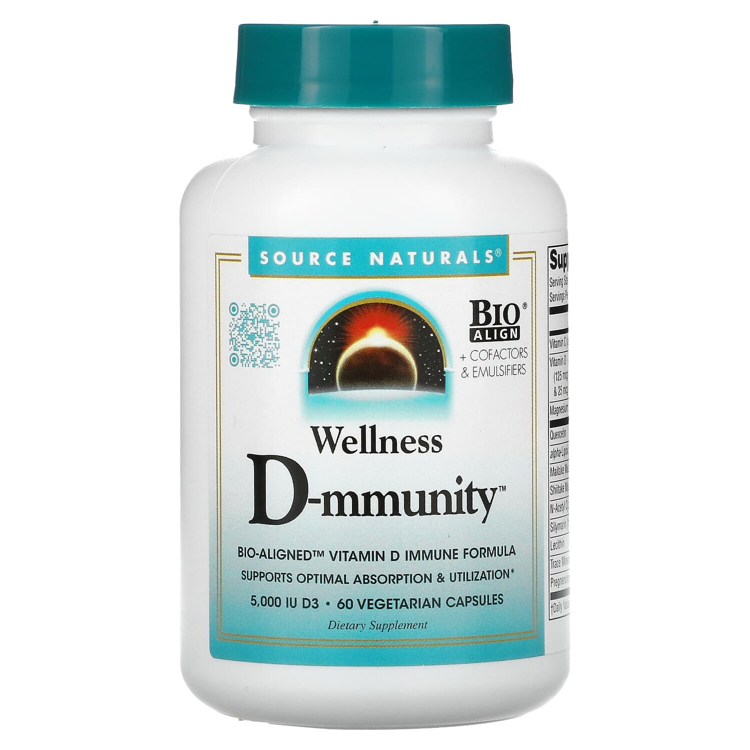 

Wellness D-mmunity, формула для иммунитета с биологически выровненным витамином D, 75 мкг (3000 МЕ), 60 вегетарианских капсул, Source Naturals