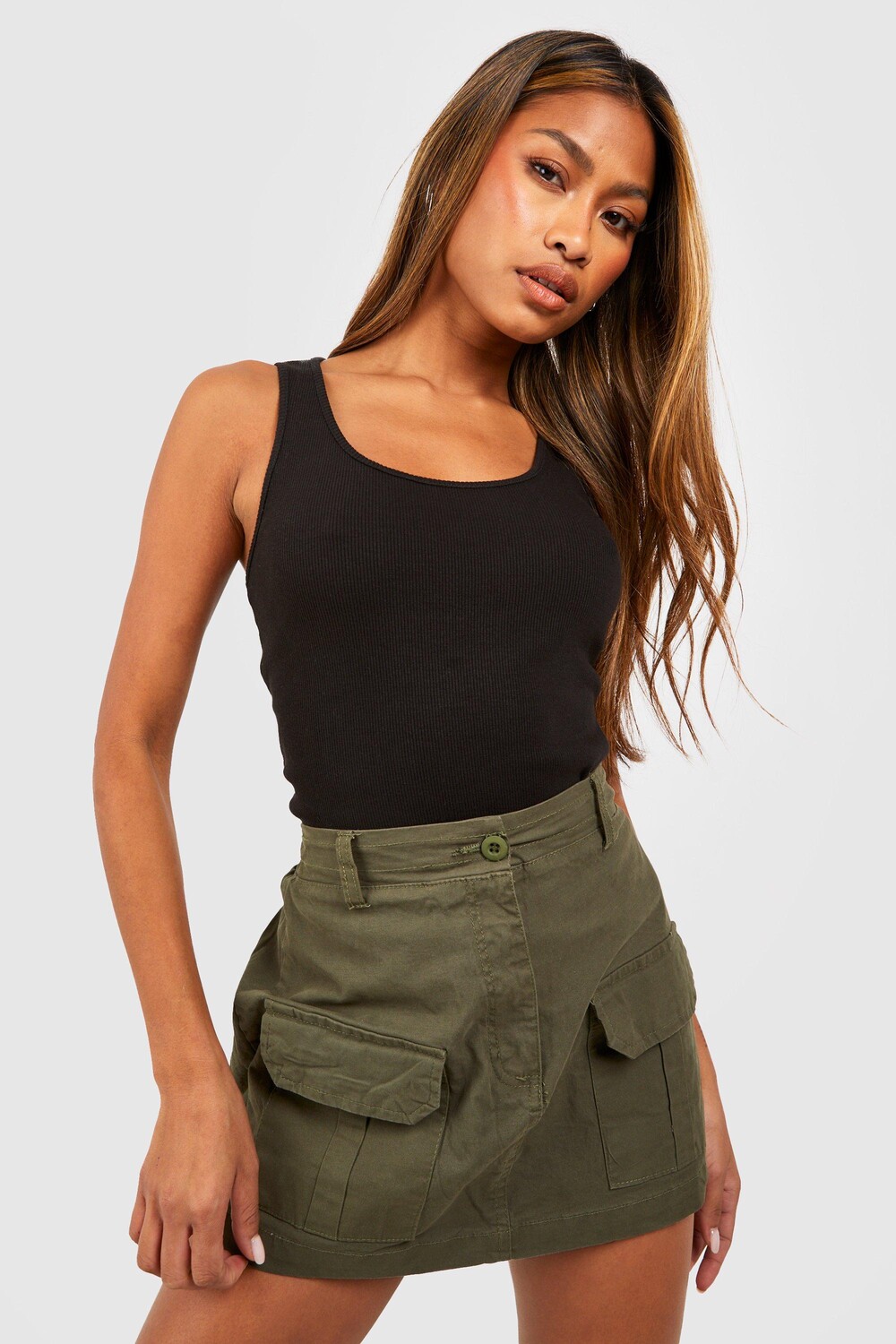 

Боди basic rib racer neck Boohoo, черный