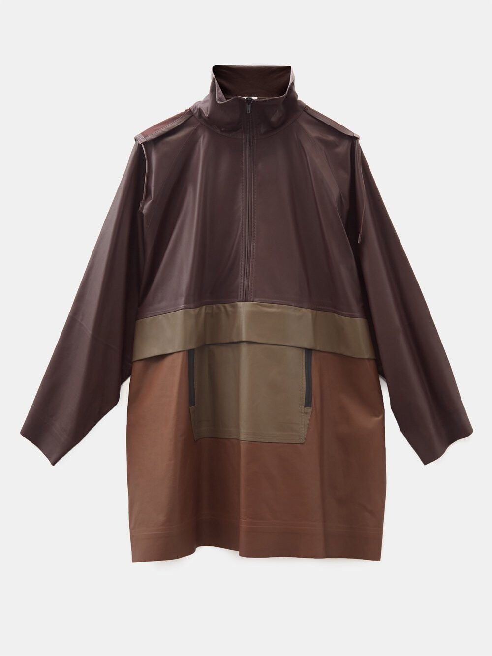 

Кожаное пальто céline со вставками и капюшоном Reluxe, коричневый