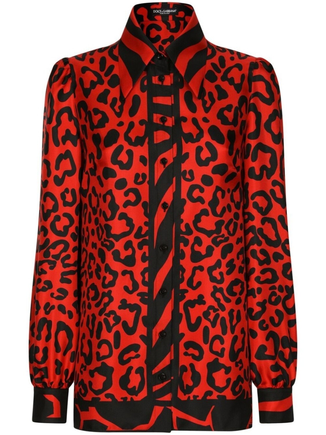 

Dolce & Gabbana шелковая рубашка с леопардовым принтом, красный