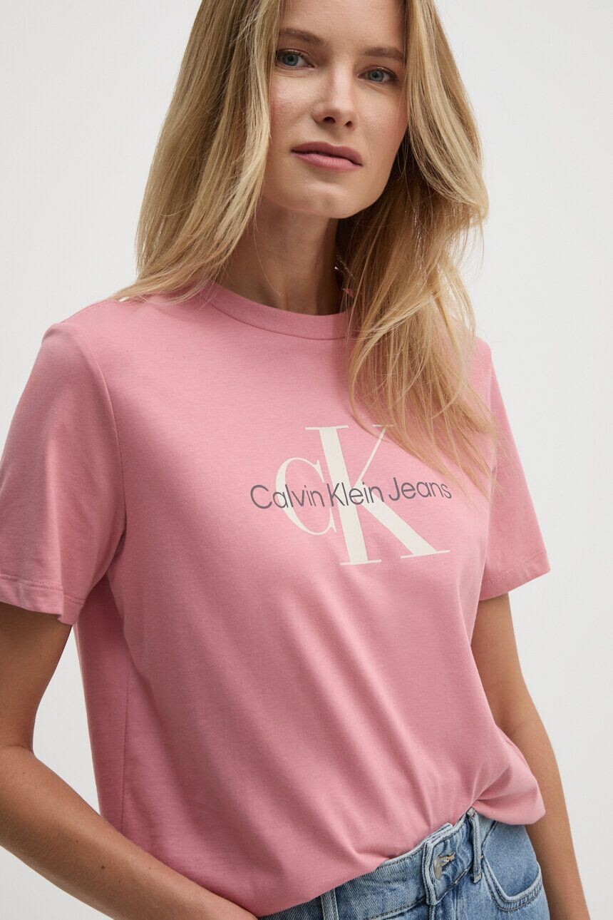 

Хлопковая футболка Calvin Klein Jeans, розовый
