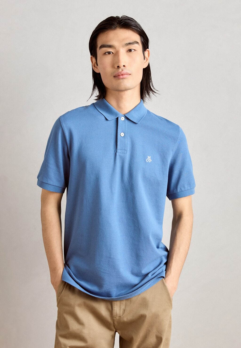 

Рубашка поло SHORT SLEEVE BUTTON PLACKET SLITS Marc O'Polo, цвет blue