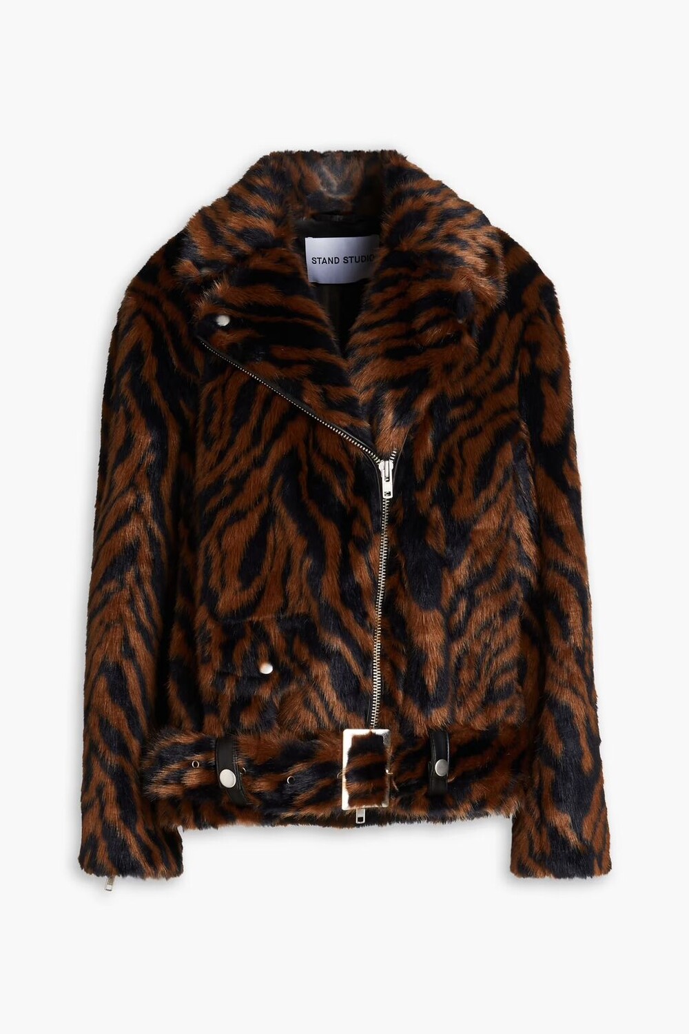 

Байкерская куртка Leana из искусственного меха с зебровым принтом Stand Studio, цвет Animal print