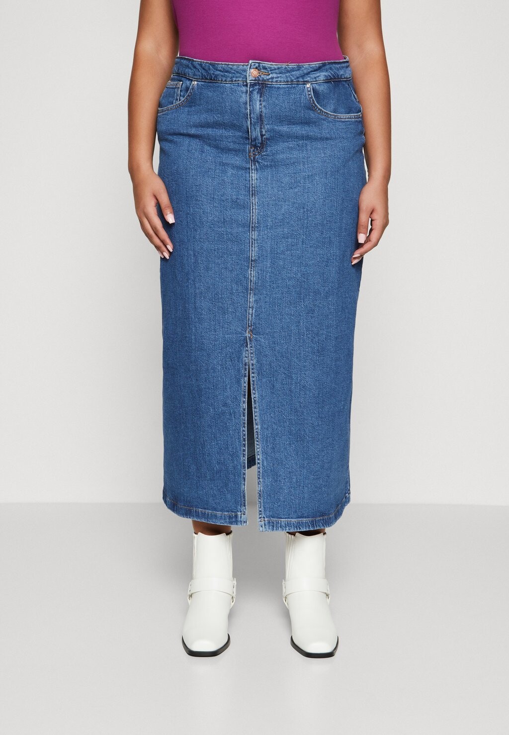 

Джинсовая юбка CARVERA SLIT SKIRT ONLY Carmakoma, цвет medium blue denim