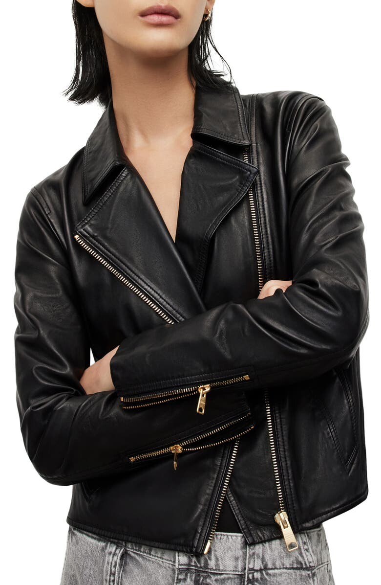 

Кожаная байкерская куртка Vela ALLSAINTS, черный
