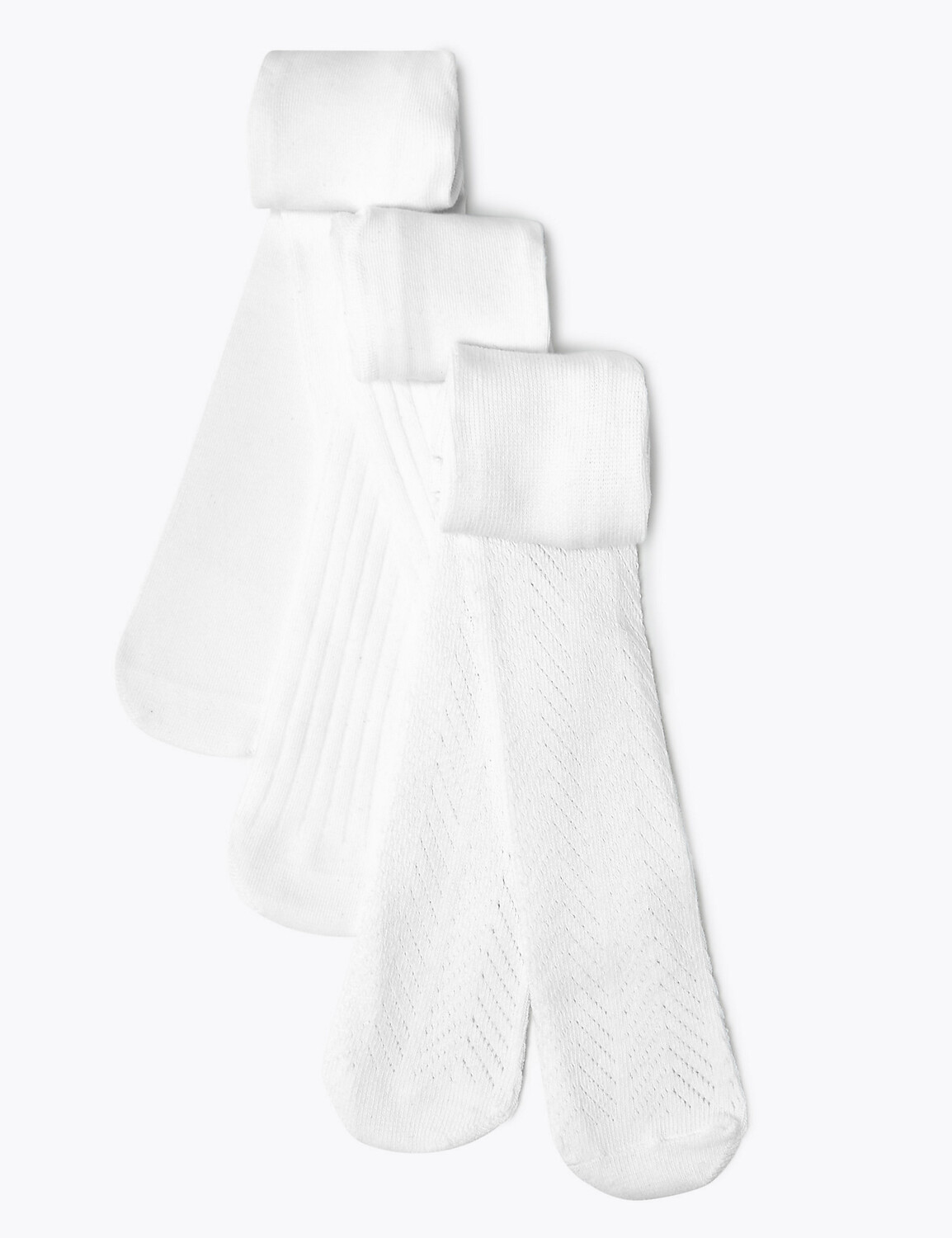 

Комплект из 3 белых колготок в рубчик и однотонных белых колготок (0–2 года) Marks & Spencer