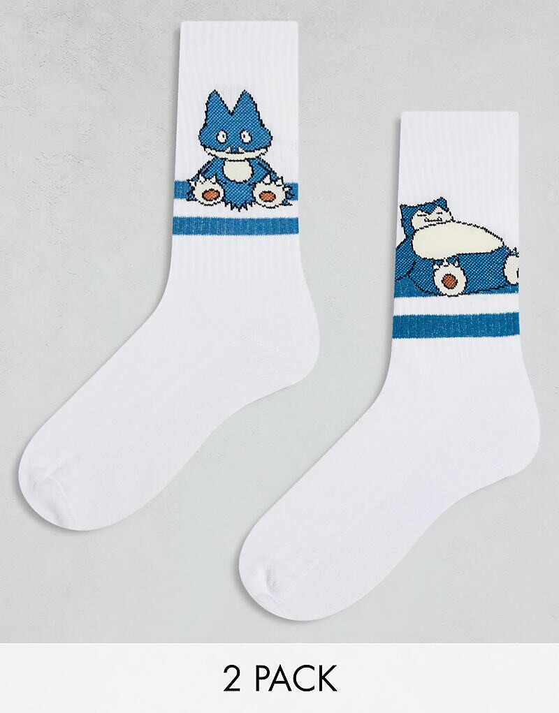 

Комплект белых носков Pokémon Snorlax ASOS DESIGN, 2 шт