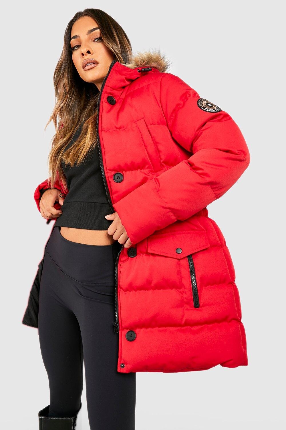 

Роскошное альпинистское пальто-парка boohoo, красный