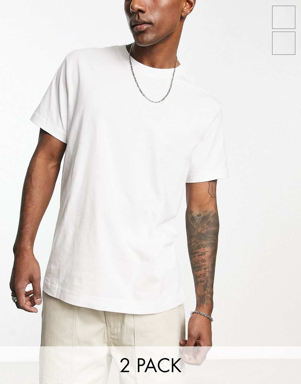 Комплект из двух белых футболок Weekday в стиле casual комплект из двух футболок с длинным рукавом в морском стиле 1 год 74 см бежевый