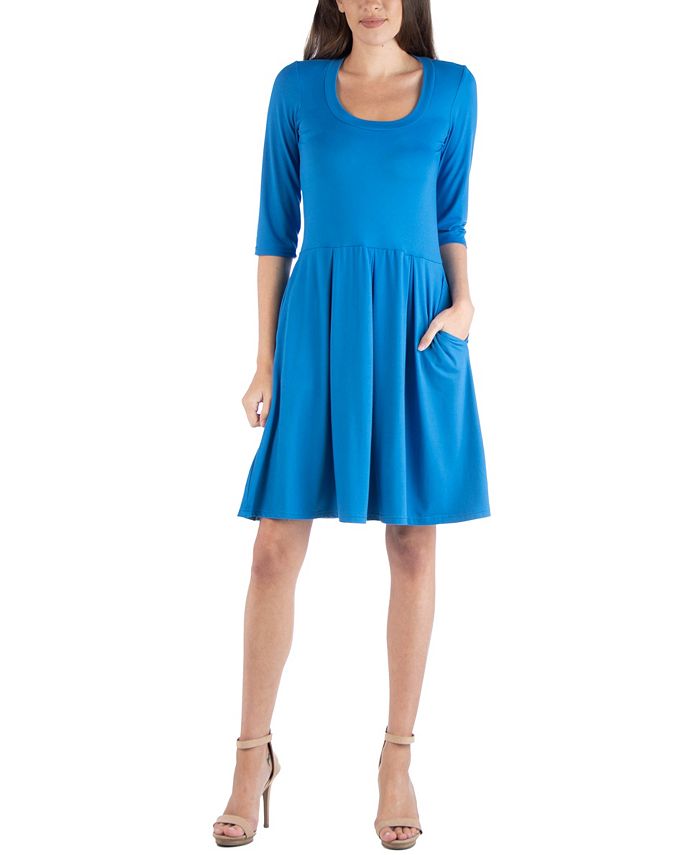 цена Женское мини-платье с рукавом три четверти 24seven Comfort Apparel, цвет Navy