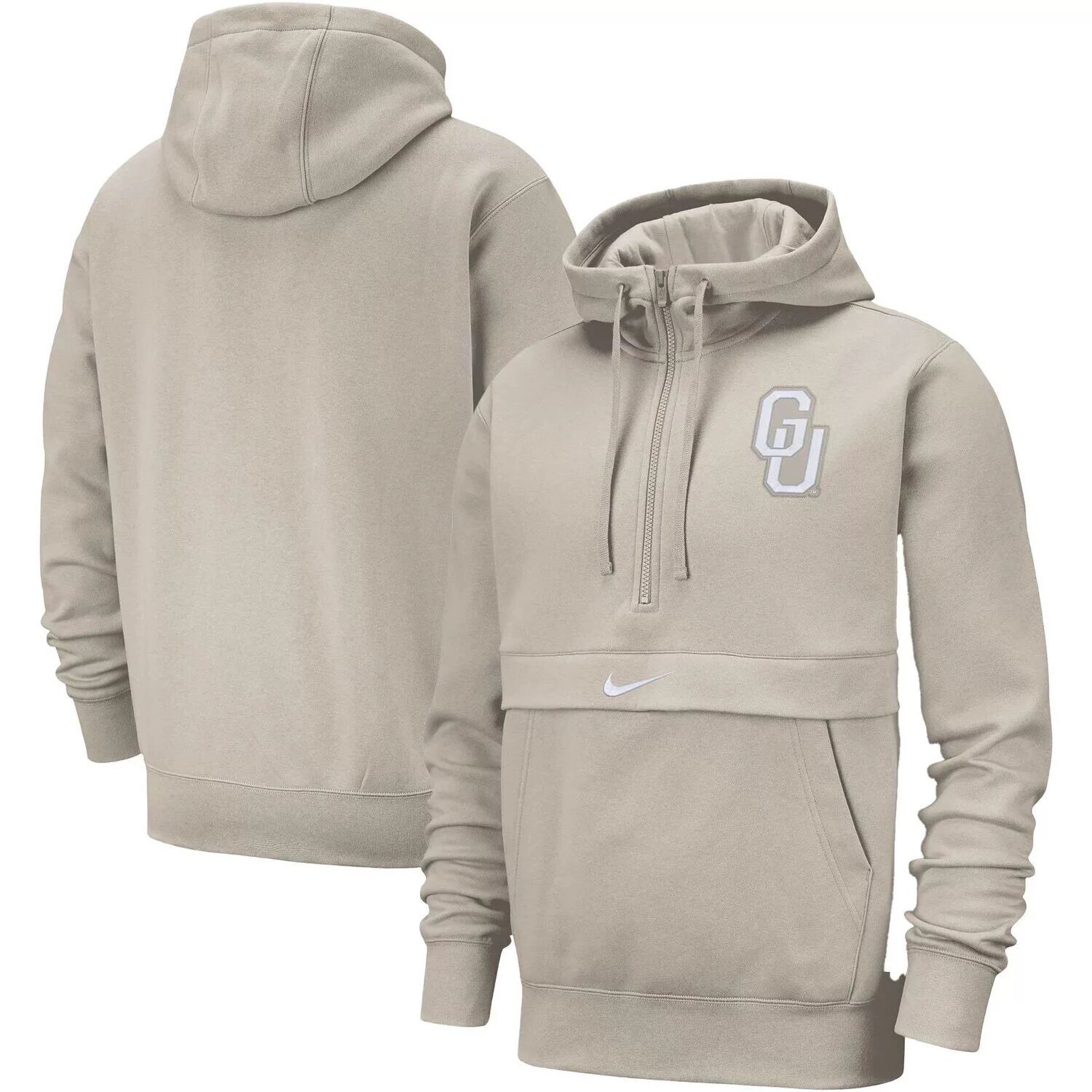

Мужская кремовая толстовка с короткими молниями Georgetown Hoyas Club Nike, Бежевый