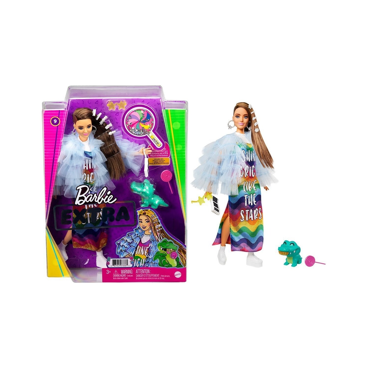 цена Кукла Barbie Extra в ярком платье GYJ78